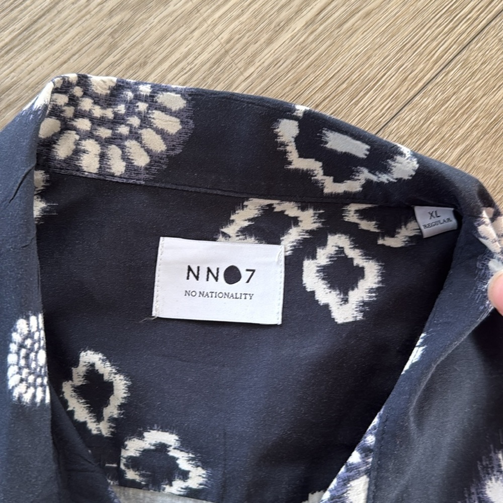NN07 Men's All Cotton Julio Short Sleeve Geo Print Shirt Navy Print XL - Picture 5 of 9